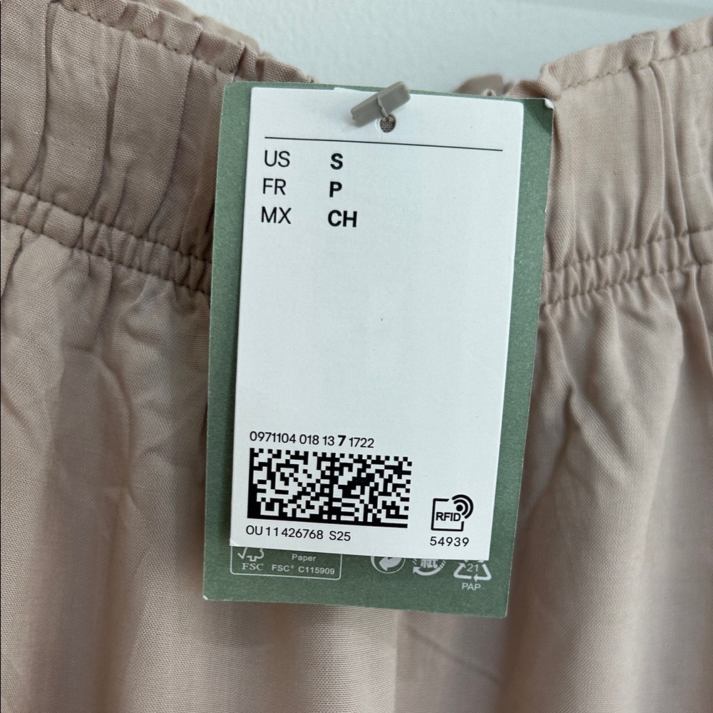H&M Women’s Beige Elastic Waist Wide Leg Pants Size Small NWT - Picture 2 of 7